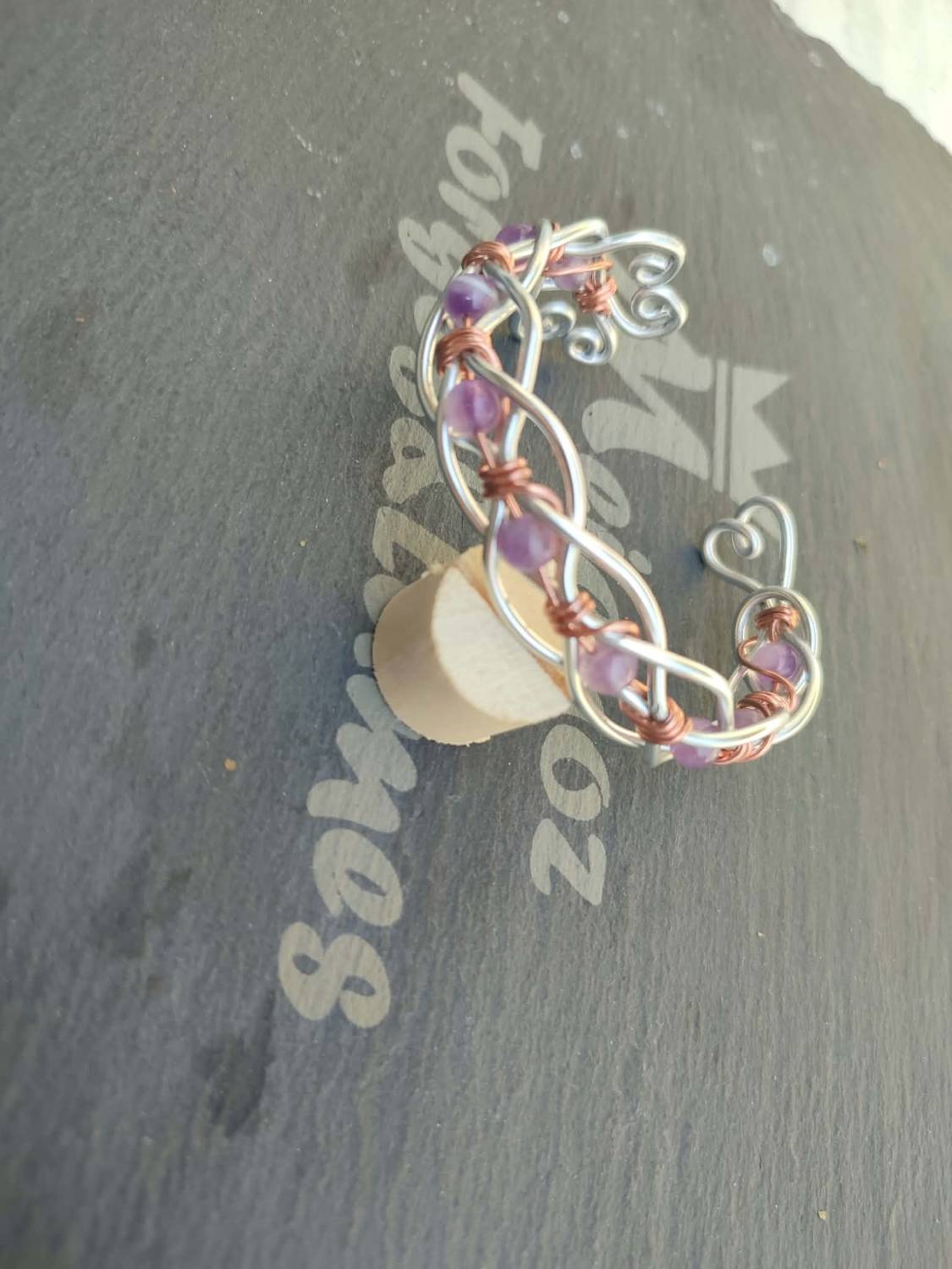 Bracelet l'Elfique aluminium et améthyste – Meignoz Forges & Lames