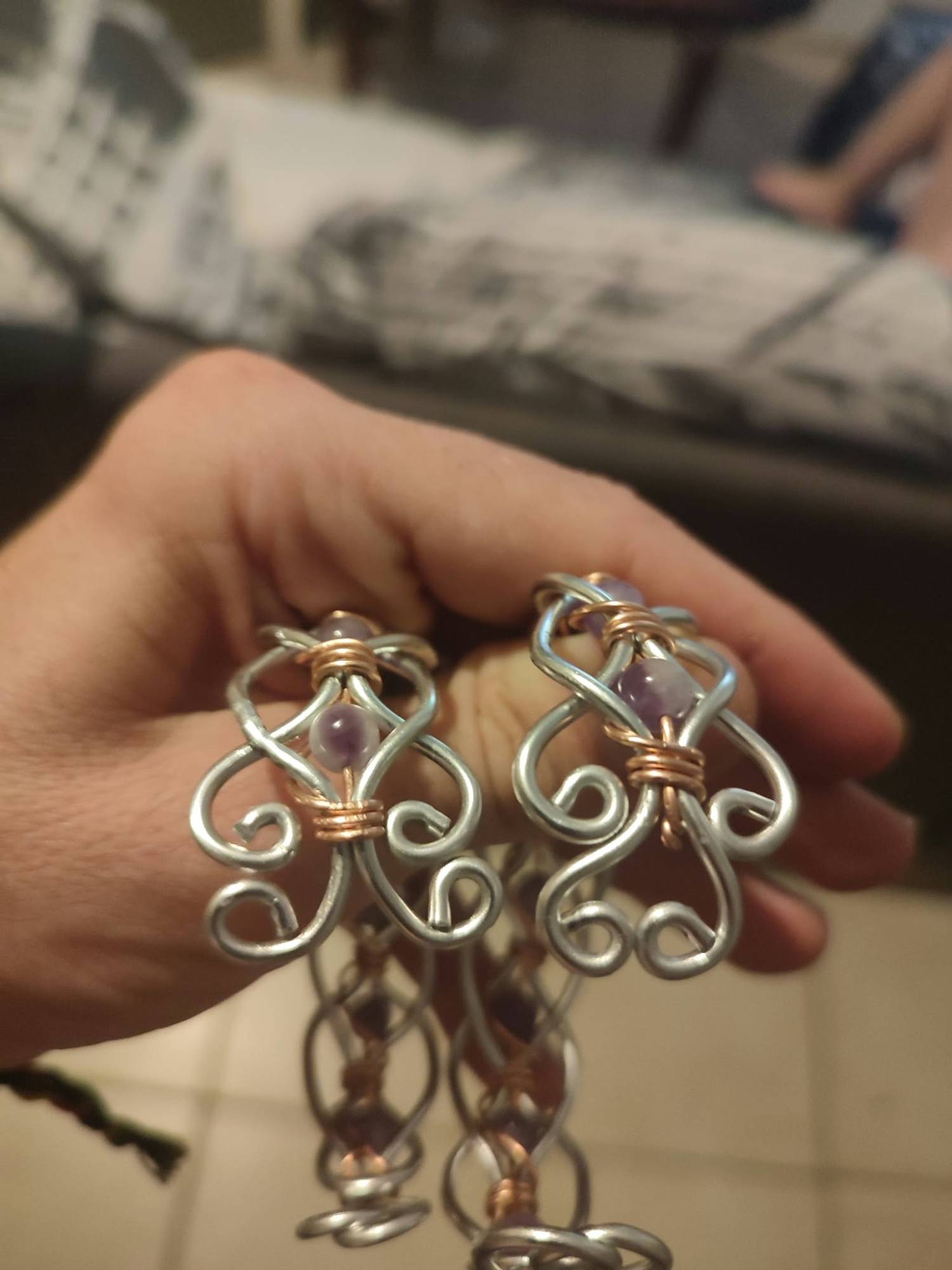 Bracelet l'Elfique aluminium et améthyste – Meignoz Forges & Lames