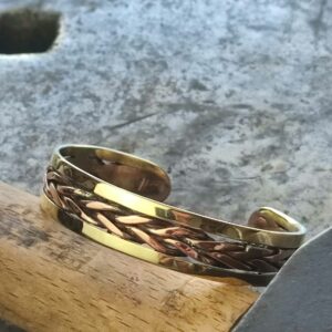 Bracelet jonc laiton et tresse de cuivre forgé – Meignoz Forges & Lames
