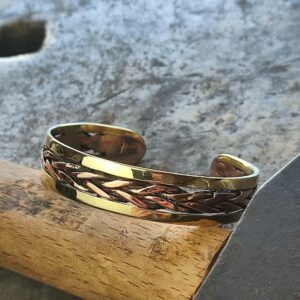 Bracelet jonc laiton et tresse de cuivre forgé – Meignoz Forges & Lames